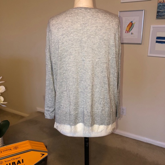 JOIE gray lightweight cashmere blend Hilano lace trimmed sweater - Picture 3 of 5